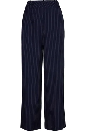 Norr Neo Pinstripe Pants Bottoms Trousers Flared Navy