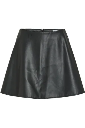 VILA Vimathy Hw Pu Mini Skater Skirt/Ka Skirts Short Skirts Black