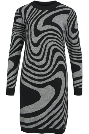 Object Objray L/S Knit Dress Aop Noos Lyhyt Mekko Black