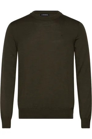 J Lindeberg Keane Merino Crew Neck Sweater Tops Knitwear Round Necks Khaki Green