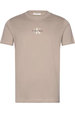 Calvin Klein Monologo Tee Tops T-shirts Short-sleeved Beige
