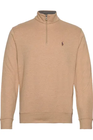 Ralph Lauren Luxury Jersey Quarter-Zip Pullover Tops Sweat-shirts & Hoodies Sweat-shirts Beige