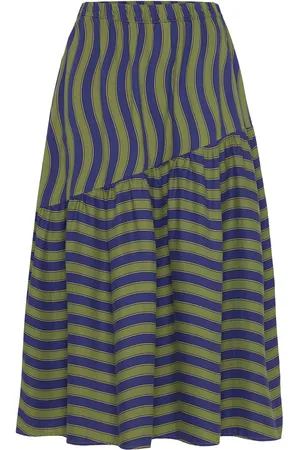 Bobo Choses Multicolour Waves Printed Flared Skirt Skirts Knee-length & Midi Skirts Green
