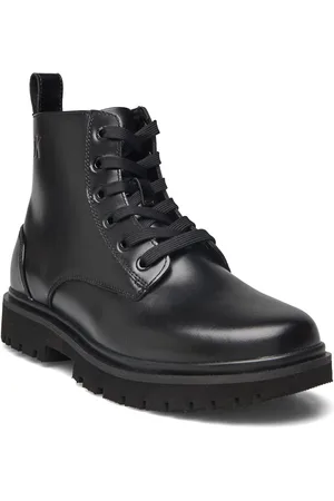 Calvin Klein Eva Boot Mid Laceup Mg Lth Shoes Boots Ankle Boots Ankle Boots Flat Heel Black