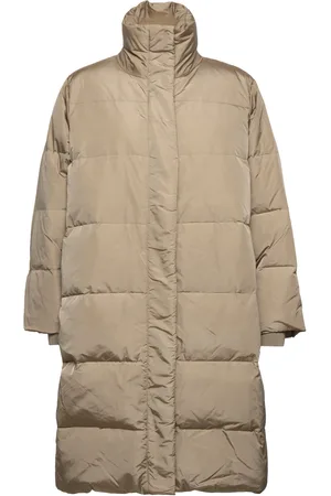 Bruuns Bazaar Downbblucky Coat Topattu Pitkä Takki Beige