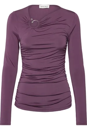 By Malina Amilia Ring Detail Jersey Top Tops T-shirts & Tops Long-sleeved Purple