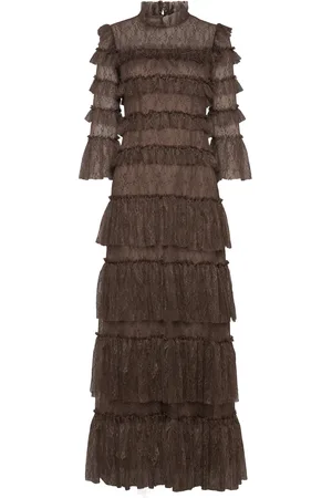 By Malina Carmine Long Sleeve Lace Maxi Dress Maksimekko Juhlamekko Brown