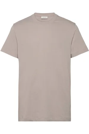 Calvin Klein Logo Tape Tee Tops T-shirts Short-sleeved Beige