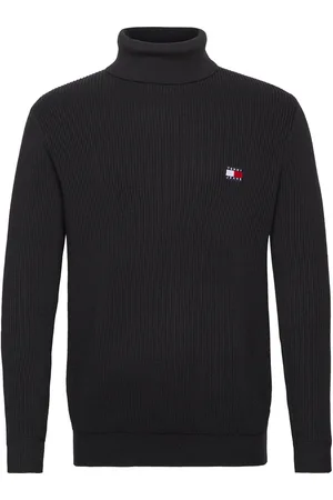 Tommy Hilfiger Tjm Slim Xs Badge Rollneck Tops Knitwear Turtlenecks Black