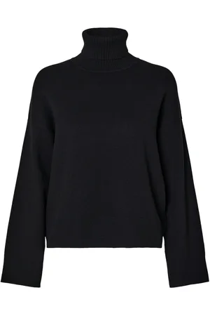 SELECTED Slfkamma Ls Knit Roll Neck Noos Tops Knitwear Turtleneck Black