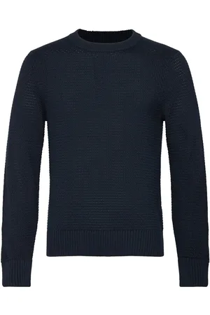 J Lindeberg Oliver Structure Sweater Tops Knitwear Round Necks Navy