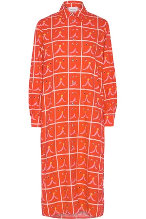 Bobo Choses Abstract Cat Smile Printed Shirt Dress Polvipituinen Mekko Orange