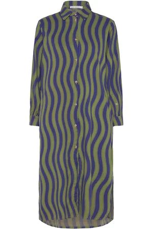 Bobo Choses Multicolour Waves Printed Long Shirt Dress Maksimekko Juhlamekko Green
