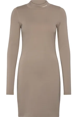 Calvin Klein Logo Elastic Milano Dress Skirts Knee-length & Midi Skirts Beige