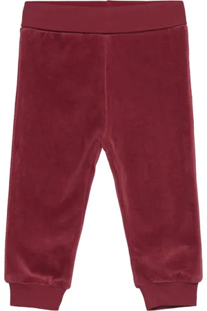 FIXONI Pants Velour Bottoms Sweatpants Red