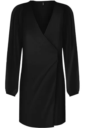 ONLY Onlalma Life Vis L/S Gina Dress Solid Lyhyt Mekko Black