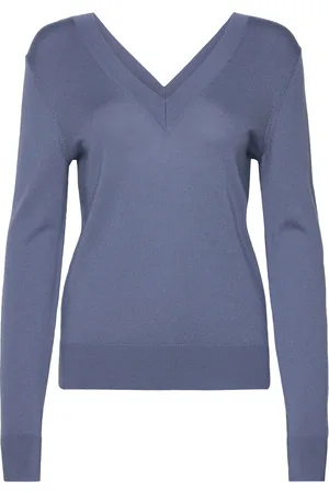 Calvin Klein Merino Wool V-Neck Sweater Tops Knitwear Jumpers Blue
