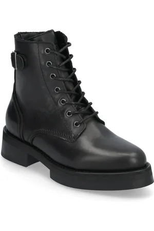 Bianco Biapanama Lace Up Boot Smooth Leather Shoes Boots Ankle Boots Laced Boots Black