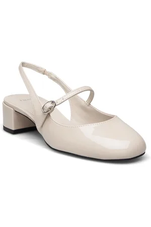 MANGO Heeled Shoes With Buckle Shoes Sling Backs Heeled Slingbacks Cream