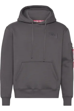 Alpha Industries Back Print Hoody Tops Sweat-shirts & Hoodies Hoodies Grey