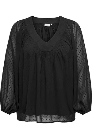 ONLY Caranine Life L/S V-Neck Top Wvn Tops Blouses Long-sleeved Black