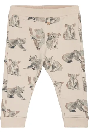 Minymo Pants Aop Sweat Bottoms Sweatpants Beige