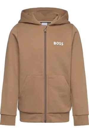 HUGO BOSS Hooded Cardigan Tops Sweat-shirts & Hoodies Hoodies Brown