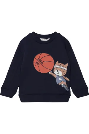 MANGO Printed Cotton Sweatshirt Tops Sweat-shirts & Hoodies Sweat-shirts Navy