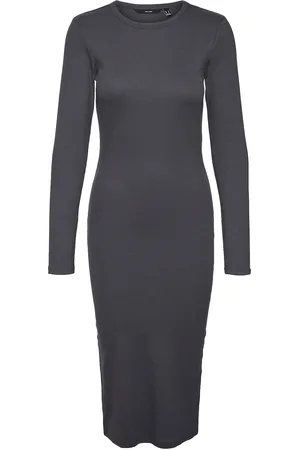 VERO MODA Vmmchloe Ls Calf Dress Ga Jrs Polvipituinen Mekko Grey