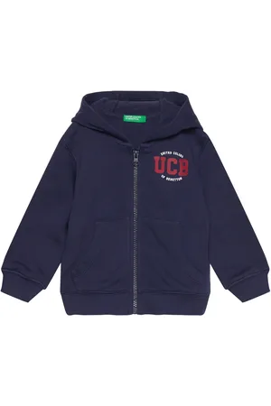 Benetton Jacket W/Hood L/S Tops Sweat-shirts & Hoodies Hoodies Navy