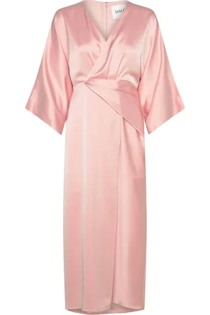 By Malina Erica Wrap Detailed Midi Dress Maksimekko Juhlamekko Pink