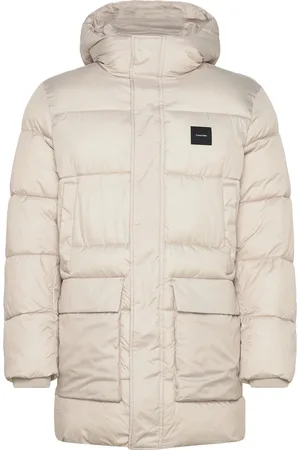 Calvin Klein Long Hooded Quilt Puffer Mw Villakangastakki Pitkä Takki Beige