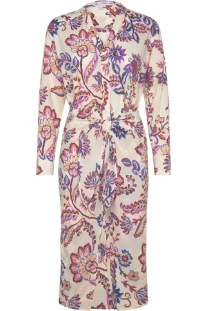 MANGO Floral Print Dress With Bow Polvipituinen Mekko Cream