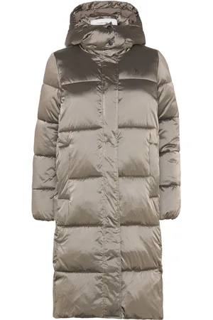 Calvin Klein Monologo Nd Shiny Long Puffer Topattu Pitkä Takki Brown