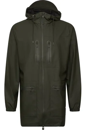 Rains Cargo Long Jacket W3 Outerwear Rainwear Rain Coats Green
