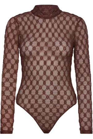Bardot Adoni Backless Mesh Bodysuit Tops T-shirts & Tops Bodies Brown