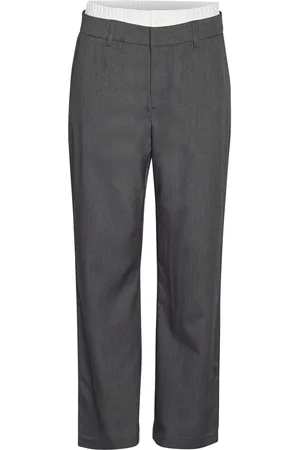 Noisy May Nmdawn Nw Boxer Pants Fwd Bottoms Trousers Straight Leg Grey