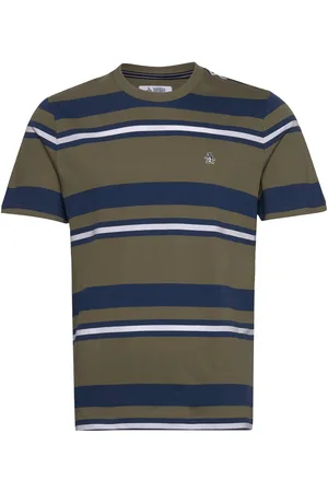 Original Penguin Jrsy Auto Stripe Tee Tops T-shirts Short-sleeved Green