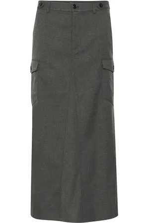 Gestuz Paulagz Melange Hw Long Skirt Skirts Maxi Skirts Grey