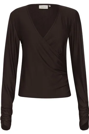 Gestuz Rifagz Wrap Top Tops Blouses Long-sleeved Brown