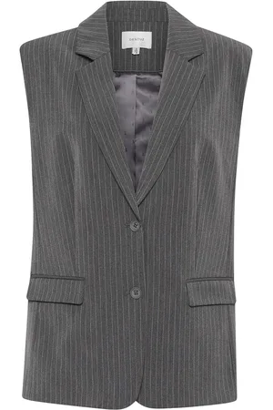 Gestuz Joellegz Mel. Pinstripe Waistcoat Blazers Sleeveless Blazers Grey