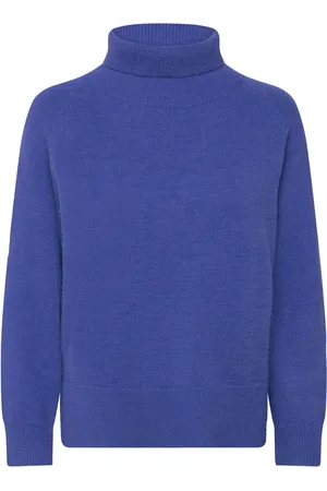 Coster Copenhagen Sweater With High Neck - Comfy Knit Tops Knitwear Turtleneck Blue