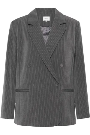 Gestuz Joellegz Mel. Pinstripe Blazer 2.0 Blazers Double Breasted Blazers Grey