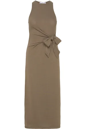 MANGO Bow Knitted Dress Polvipituinen Mekko Khaki Green