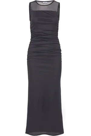 Noisy May Nmcillian S/L Rouching Mesh Dress Fwd Maksimekko Juhlamekko Navy