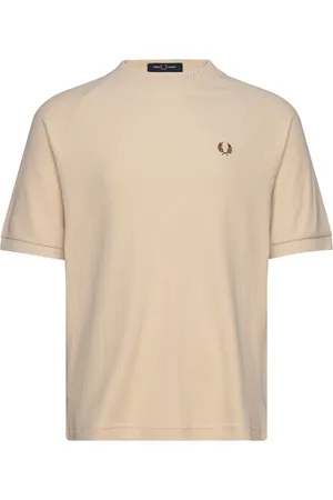 Fred Perry Ribbed Raglan S T-Shirt Tops T-shirts Short-sleeved Cream