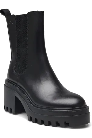Calvin Klein Chunky Heeled Chelsea Lth Shoes Boots Ankle Boots Ankle Boots With Heel Black