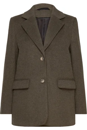 SELECTED Slfsasja Wool Blazer B Blazers Single Breasted Blazers Khaki Green