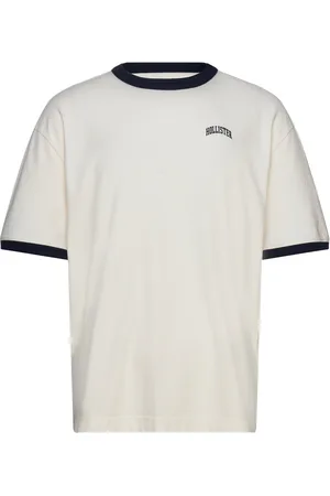 Hollister Hco. Guys Graphics Tops T-shirts Short-sleeved Cream