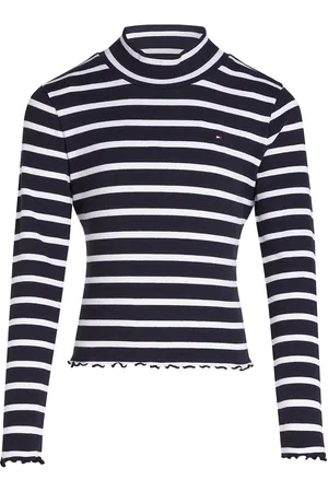 Tommy Hilfiger Mock Neck Rib Top Ls Tops T-shirts Turtleneck Navy